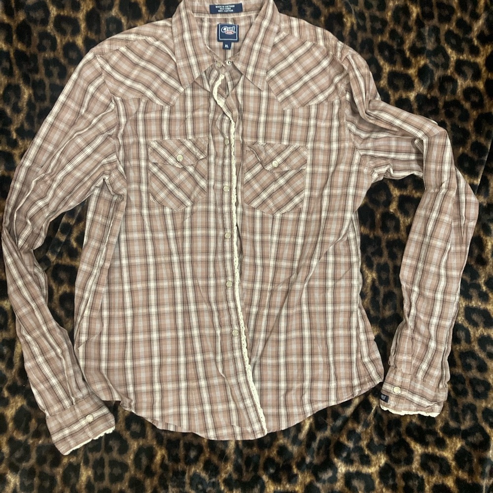 Cruel girl long sleeve button down shirt